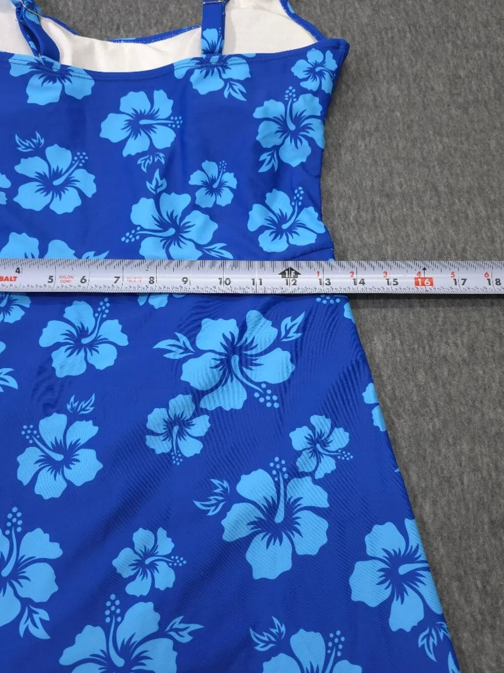 Blue Hibiscus Floral Swim Dress One Piece Swimsuit Womens M NWOT